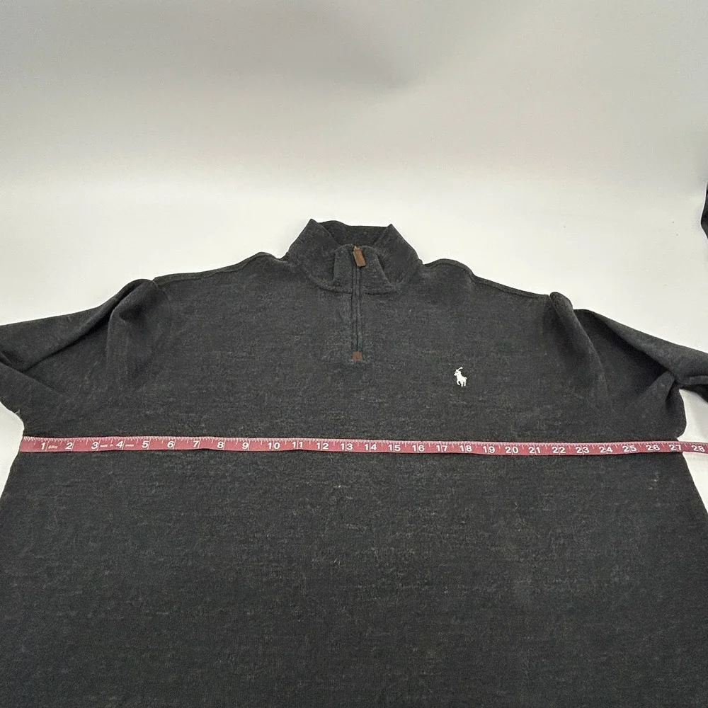 Polo Ralph Lauren Quarter Zip Mens XXL Charcoal Gray Cotton Logo Sweater
